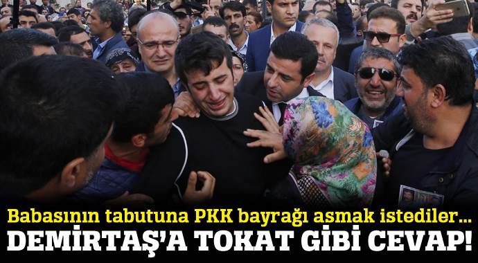 Patlamada ölen babasının tabutuna PKK bayrağı asmak istediler!