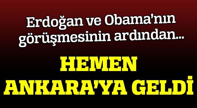 Erdoğan ile Obama&#039;nın telefon görüşmesinin ardından önemli ziyaret