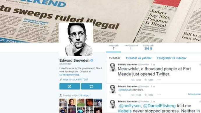 NSA bilgilerini sızdıran Snowden twitter hesabı açtı
