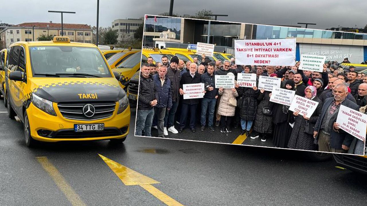 İBB önünde  8+1 eylemi: Minibüsleri taksiye dönüşen esnaf &#039;mağduruz&#039; dedi