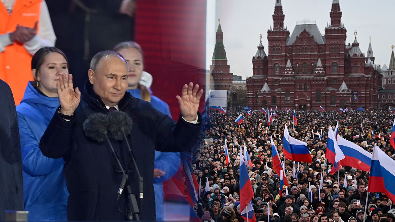Putin&#039;den seçim sonrası Kızıl Meydan&#039;da balkon konuşması: On binlerce kişiye seslendi