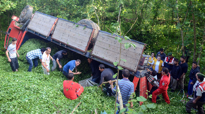 Çay dolu kamyon şarampole yuvarlandı, 4 ölü