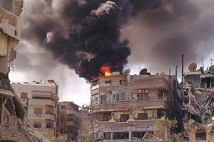 Esad, Şam&#039;a bomba yağdırıyor