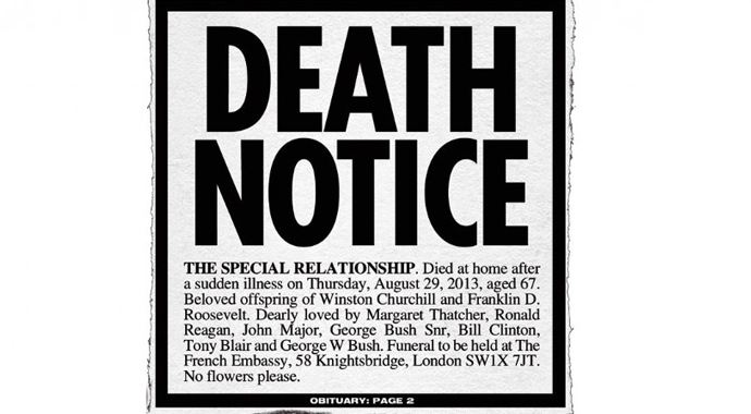 İngiliz gazeteden ABD İngiltere ilişkisi için ölüm ilanı
