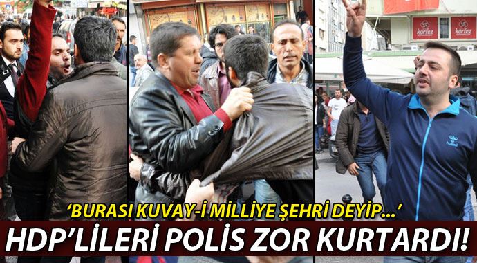 Balıkesir&#039;de Kobani protestosunda HDP&#039;liler ile vatandaşlar arasında arbede