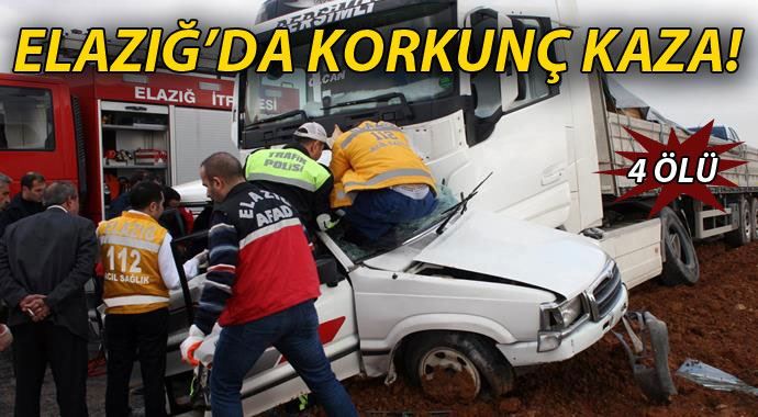 Elazığ&#039;da TIR otomobili biçti: 4 ölü