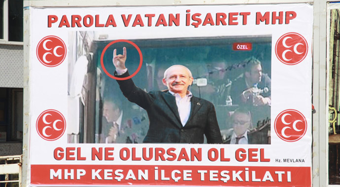 Kılıçdaroğlu &#039;bozkurt&#039; işareti yaptı, MHP bu afişi hazırladı