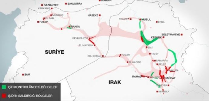 İşte IŞİD&#039;in Suriye ve Irak&#039;taki işgal bölgeleri