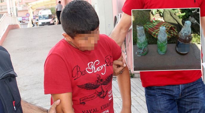 15 yaşındaki çocuk molotofla eyleme giderken yakalandı