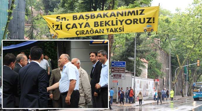 Başbakan Erdoğan taksicilerin çay davetini kırmadı 