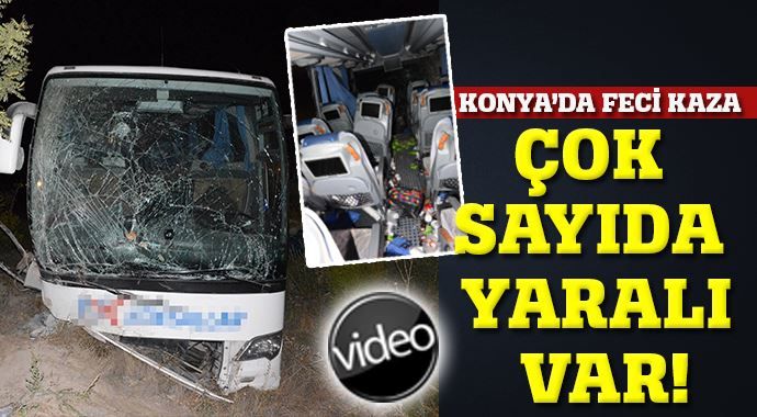 Konya&#039;da yolcu otobüsü şarampole devrildi, 22 yaralı var