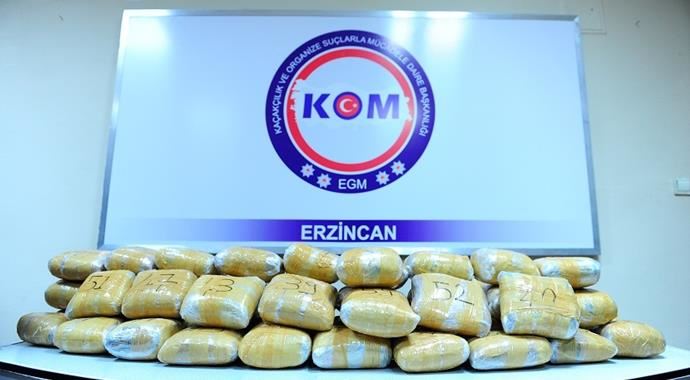 Erzincan&#039;da ele geçirildi, tam 65 kilo!