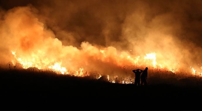 Atış poligonundaki yangına TOMA&#039;lı müdahale