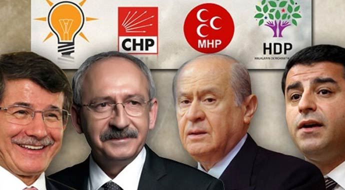 AK Parti, CHP, MHP ve HDP için karşılaştırmalı seçim tablosu