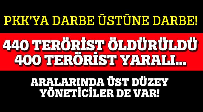 PKK&#039;ya darbe üstüne darbe! 440 terörist öldürüldü...