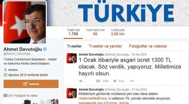 Davutoğlu sosyal medyayı aktif kullanıyor