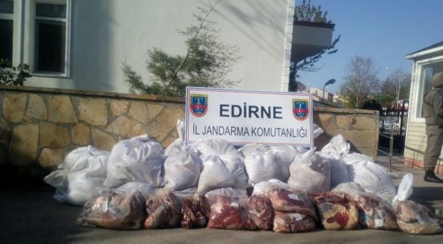 Edirne&#039;de 1 ton 310 kilo kaçak et ele geçirildi
