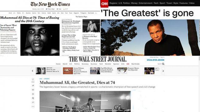 Muhammed Ali&#039;nin vefatı ABD medyasında geniş yer buldu