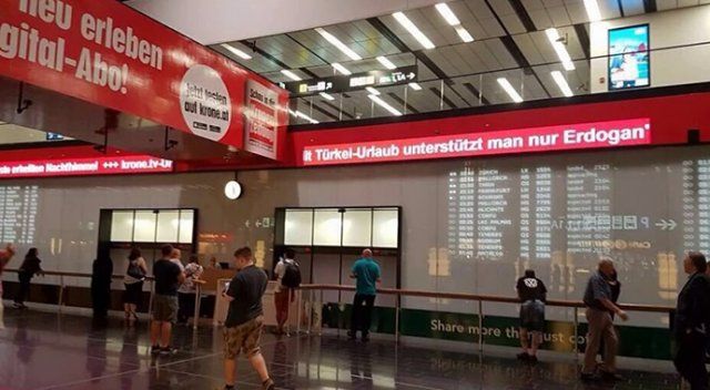 Viyana Havalimanı&#039;nda skandal yazı