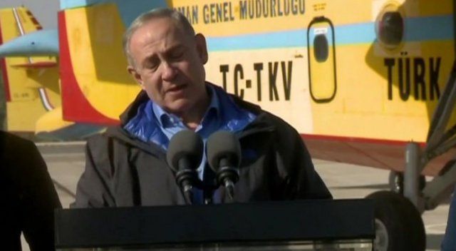 Binyamin Netanyahu Türk uçaklarının önünde konuştu