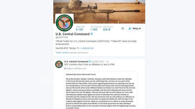 ABD Merkez Kuvvetler Komutanlığından PYD&#039;ye destek