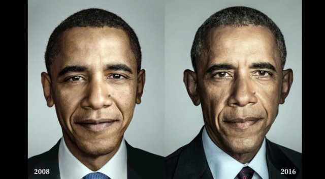Obama&#039;nın yaşadığı değişim yüzüne yansıdı