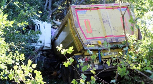 Tekirdağ&#039;da hafriyat kamyonu ormanlık alana uçtu: 1 ölü