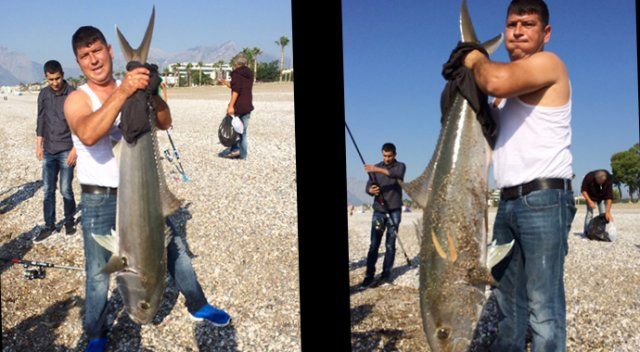 Yakaladıkları 30 kiloluk balığı denize bıraktılar