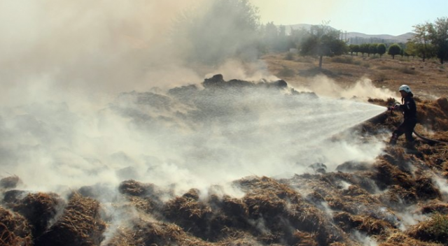 Şanlıurfa&#039;da çıkan yangında tonlarca saman kül oldu