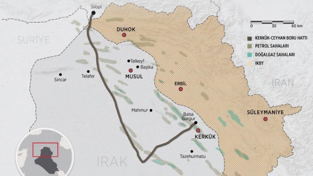 İşte yeni Kerkük-Ceyhan petrol boru hattının haritası
