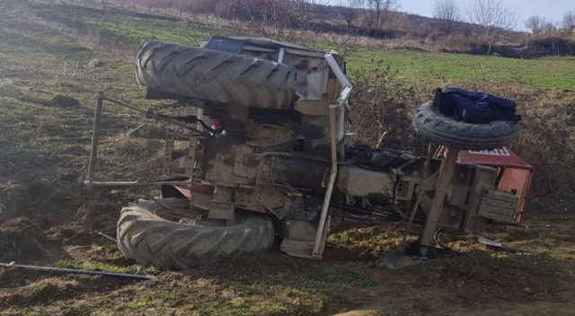 ​Amasya’da devrilen traktörde can verdi
