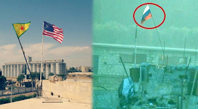 Afrin&#039;de YPG Rus bayraklarını siper olarak kullanıyor