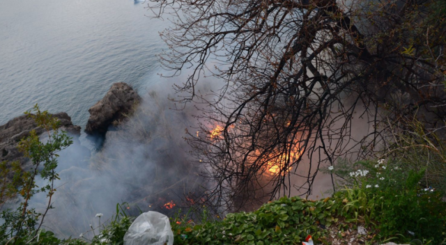 Antalya’da çalılık alanda yangın