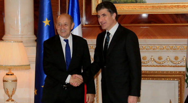 Fransa Dışişleri Bakanı Le Drian, Barzani ile görüştü