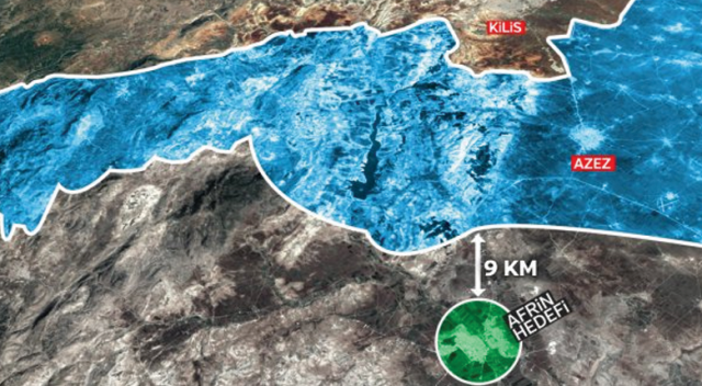 Afrin&#039;e son 9 kilometre