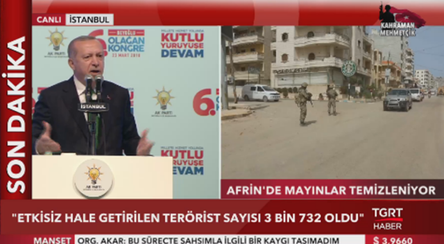 Cumhurbaşkanı Erdoğan: Afrin ve Sincar&#039;daki etkisiz hâle getirilen terörist sayısı 3732 oldu