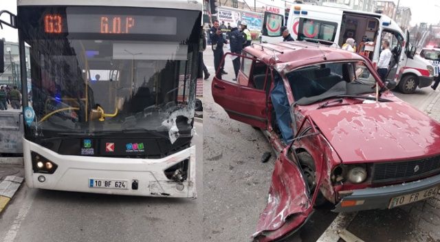 Balıkesir&#039;de otobüs ile otomobil çarpıştı: 1 ölü