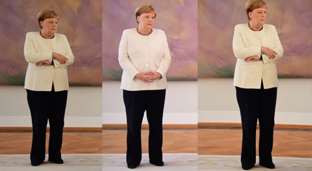 Merkel yine titrerken görüntülendi