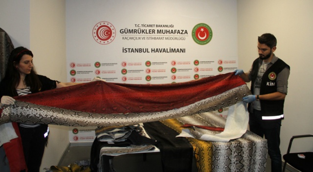 İstanbul Havalimanı&#039;nda ele geçirilen yılan derilerinin değeri 320 bin TL