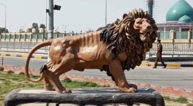 Irak’ta 65 bin dolara mal olan aslan heykeli tepkiye yol açtı