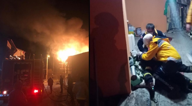 Korkutan ev yangını: İtfaiye eri hastaneye kaldırıldı