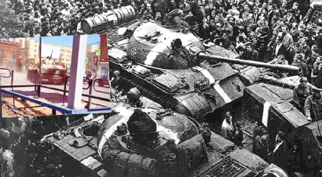 Rus tanklarına savaş boyası