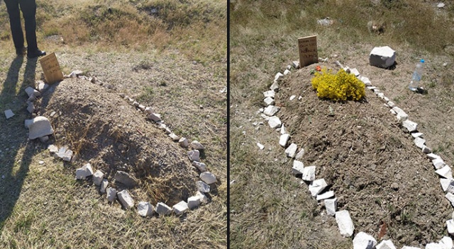 Boş arazide bulunan yeni yapılmış mezar paniğe neden oldu