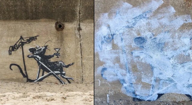 Sanat düşmanları! Banksy’nin resmini mahvettiler