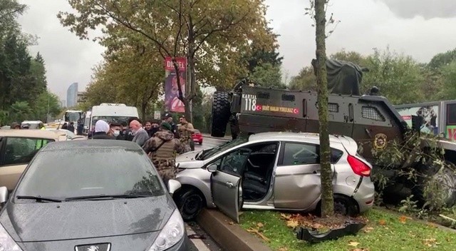 Sarıyer’de zırhlı aracın da karıştığı zincirleme trafik kazasında 3 kişi yaralandı