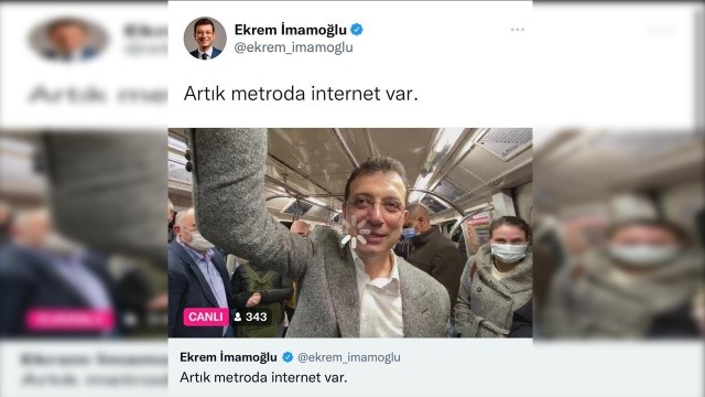 İmamoğlu ‘Metroda internet var’ yayını yaparken internet kesildi