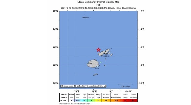 Fiji açıklarında 6.3 büyüklüğünde deprem