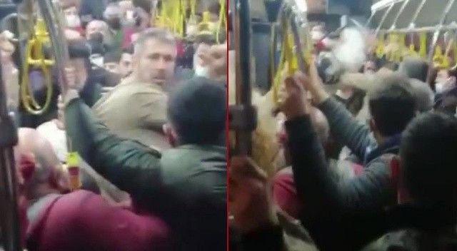 Otobüste oturan çocukları kaldırmak isteyen adam yolcular tarafından darp edildi
