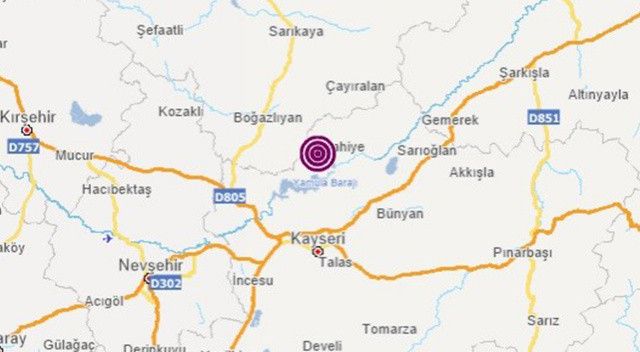 Kayseri&#039;de 3.9 büyüklüğünde deprem