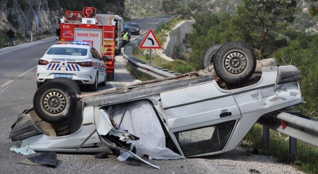 Mersin&#039;de feci kaza! Otomobil takla attı: 1 ölü, 3 yaralı